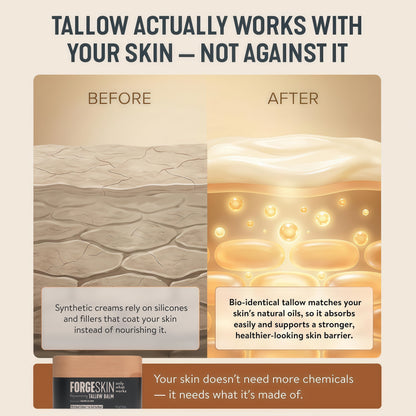 Forge Skin Beef Tallow Balm Skin Moisturizer for Men, Anti Aging Wrinkle Defense - Face & Body Skincare Hydration Cream, 100% Grass-Fed Lotion, Paraben-Free, Helps Minimize Look of Fine Lines, 1.7 oz